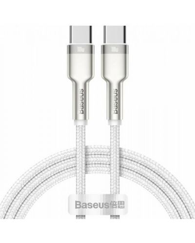 Кабел Baseus - CATJK-C02, USB-C/USB-C, 1 m, бял - 1
