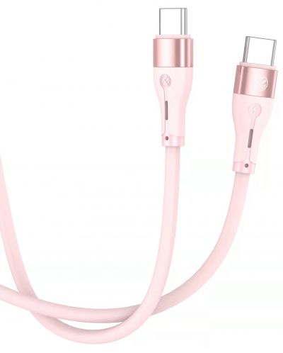 Кабел Tellur - Silicone, USB-C/USB-C, 1 m, розов - 2