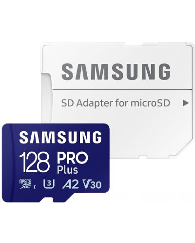 Карта памет Samsung - PRO Plus, 128GB, microSDXC, Class10 + адаптер - 1