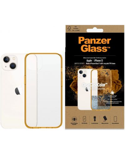 Калъф PanzerGlass - ClearCase, iPhone 13/14, прозрачен/оранжев - 3