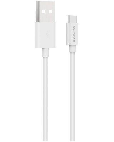 Кабел Wesdar - T191-T, USB-A/USB-C, 1.2 m, бял - 1