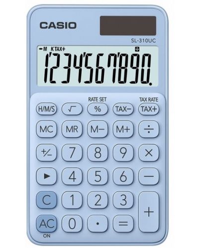 Калкулатор Casio SL-1000SC джобен, 10 dgt, светлосин металик - 1