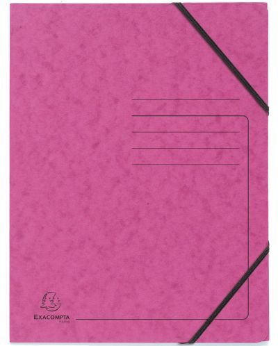 Картонена папка Exacompta - с ластик, розова - 1