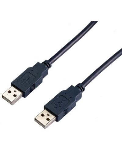 Кабел VCom - CU203-B, USB-A/USB-A, 2 m, черен - 1