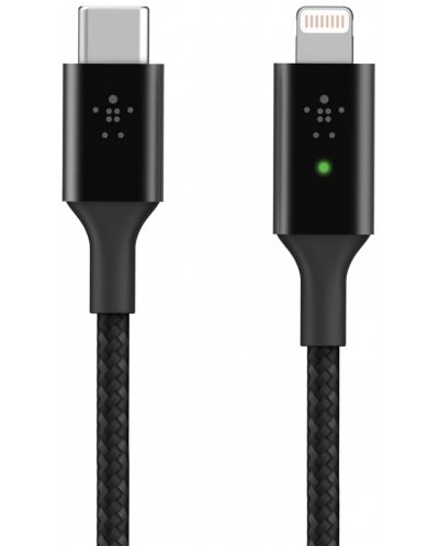 Кабел Belkin - BoostCharge Smart LED, USB-C/Lightning, 1.2 m, черен - 1