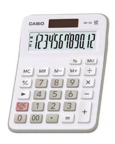 Калкулатор Casio - MX-12B-WE, настолен, 12-разряден, бял - 1