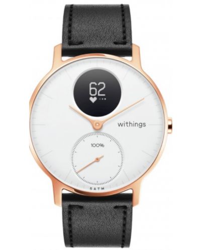 Каишка Withings - Leather, Rose Gold, 18mm, черна - 2