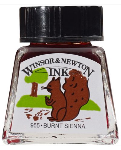 Калиграфски туш Winsor & Newton - Сиена печена, 14 ml - 1