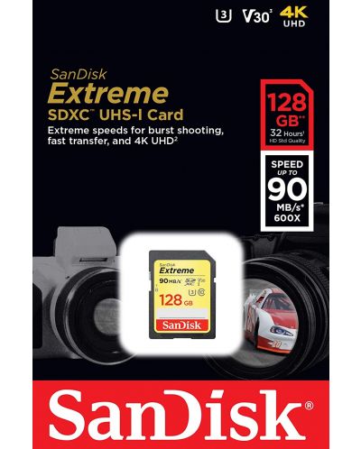 Карта памет SanDisk - Extreme, 128GB, SDXC, Class10 - 4