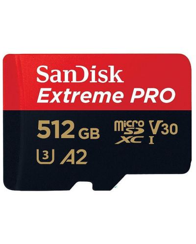 Карта памет SanDisk - Extreme PRO, 512GB, microSDXC, Class10 + адаптер - 2