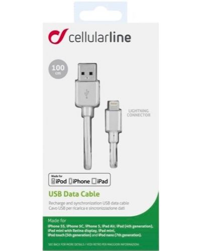 Кабел Cellularline - 1722, USB-A/Lightning, 1 m, бял - 2