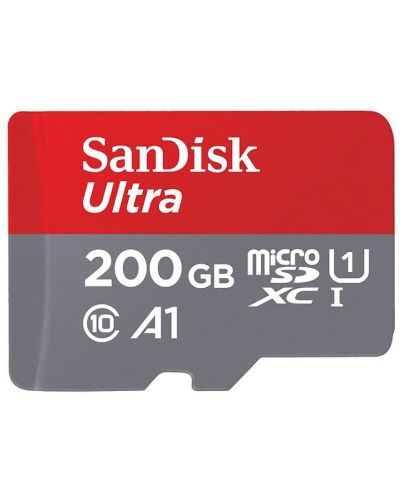 Карта памет SanDisk - Ultra, 200GB, microSDXC, Class10 + адаптер - 1
