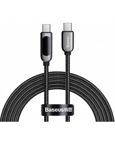 Кабел Baseus - CATSK-C01, USB-C/USB-C, 2 m, черен - 1