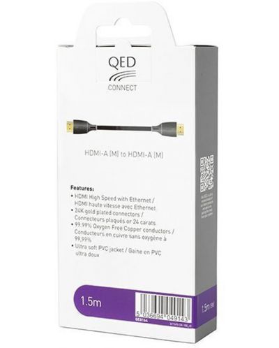 Кабел QED - Connect QE8164, HDMI/HDMI, 1.5m, черен - 3