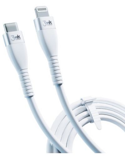 Кабел 3mk - Hyper Silicone, USB-C/Lightning, 1 m, бял - 4