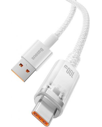 Кабел Baseus - Explorer CATS010402, USB-A/USB-C, 1 m, бял - 5