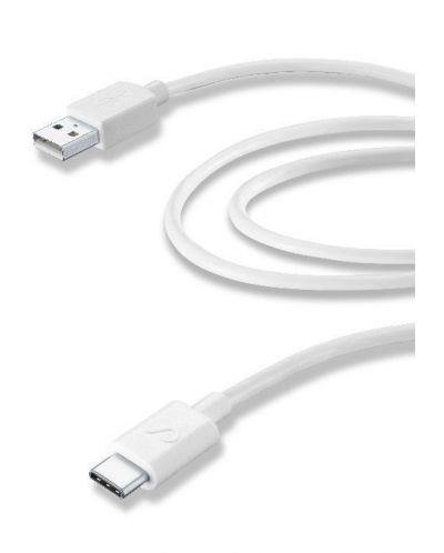Кабел Cellularline - 4441, USB-A/USB-C, 2 m, бял - 1