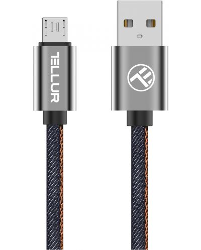 Кабел Tellur - Denim, USB-A/Micro USB, 1 m, син - 2
