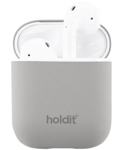 Калъф за слушалки Holdit - Silicone, AirPods 1/2, сив - 1