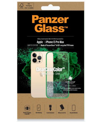 Калъф PanzerGlass - ClearCase, iPhone 13 Pro Max, прозрачен/зелен - 4