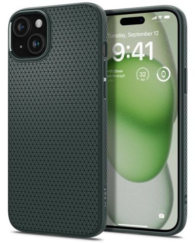Калъф Spigen - Liquid Air, iPhone 15 Plus, Abyss Green - 1