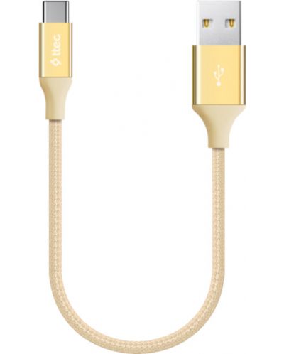 Кабел ttec - Charge/Dara, USB-A/USB-C, 0.3 m, златист - 1