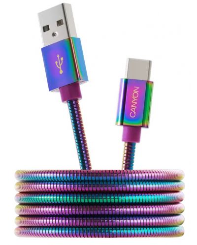 Кабел Canyon - CNS-USBC7RW, USB-C/USB-А, 1.2 m, многоцветен - 1