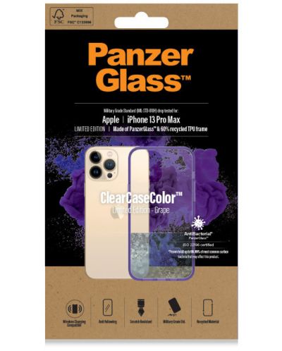 Калъф PanzerGlass - ClearCase, iPhone 13 Pro Max, прозрачен/лилав - 3