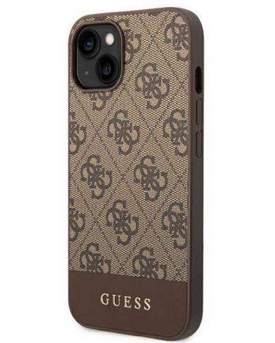 Калъф Guess - 4G Stripe, iPhone 14/13, кафяв - 2