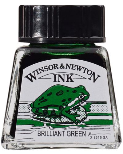 Калиграфски туш Winsor & Newton - Брилянтно зелен, 14 ml - 1
