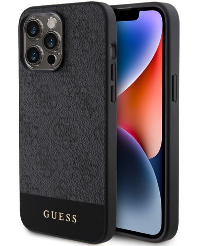 Калъф Guess - PU 4G Stripe, iPhone 15 Pro Max, MagSafe, черен - 1