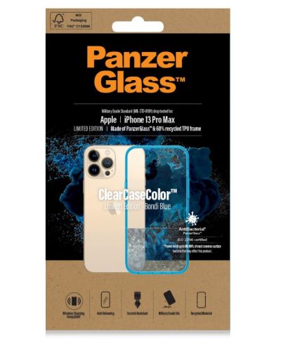 Калъф PanzerGlass - ClearCase, iPhone 13 Pro Max, прозрачен/син - 3