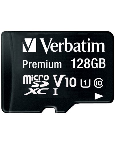 Карта памет Verbatim - 128GB, microSDXC, Class10 + адаптер - 2
