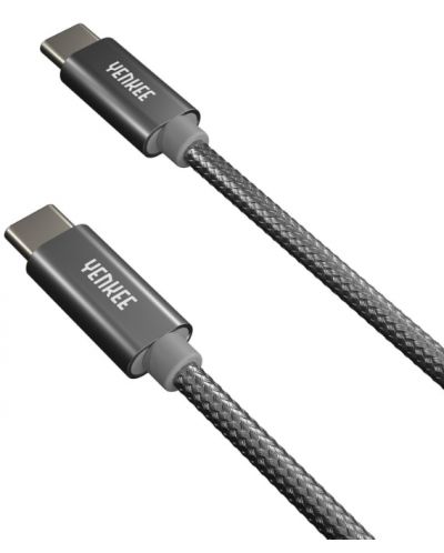 Кабел Yenkee - 2075100318, USB-C/USB-C, 2 m, сив - 2