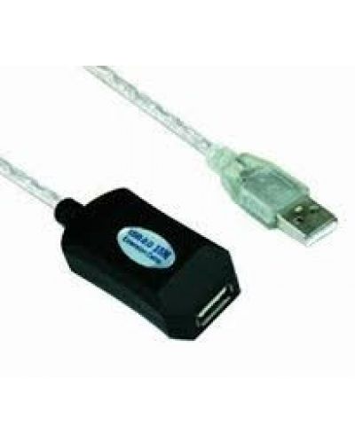 Удължителен кабел VCom - CU823, USB-A/USB-A, 20 m, сив - 1