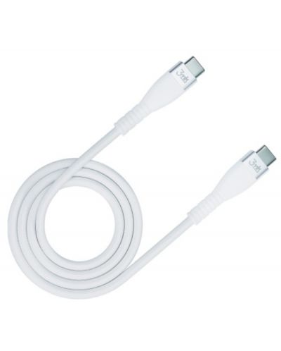 Кабел 3mk - Hyper Silicone, USB-C/USB-C, 1 m, бял - 2