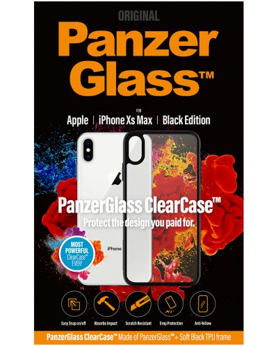 Калъф PanzerGlass - Clear, iPhone XS Max, прозрачен/черен - 2