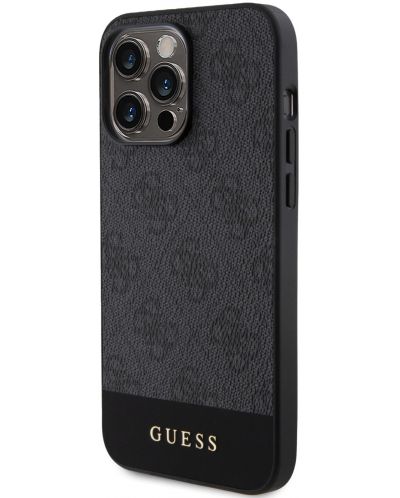 Калъф Guess - PU 4G Stripe, iPhone 15 Pro Max, MagSafe, черен - 3