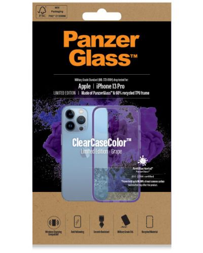 Калъф PanzerGlass - ClearCase, iPhone 13 Pro, прозрачен/лилав - 3