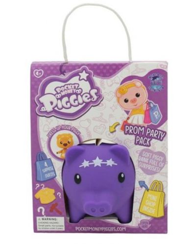 Касичка прасенце Boti Pocket Money Piggies - Лилава, с аксесоари - 1