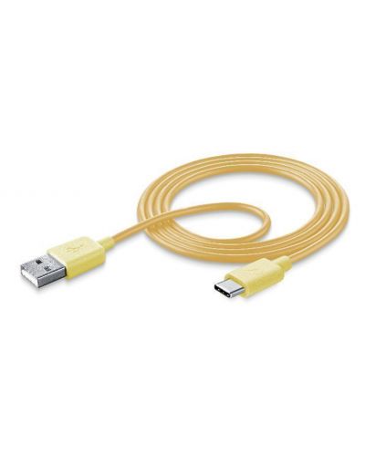 Кабел Cellularline - 5185, USB-A/USB-C, 1 m, жълт