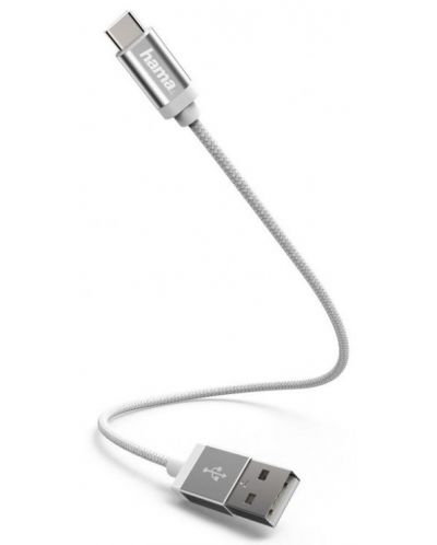 Кабел Hama - 178284, USB-A/USB-C, 0.2 m, бял - 1