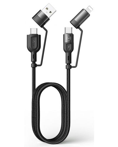Кабел Xmart - 12726, USB-C/USB-C, USB-A/Lightning, 1.2 m, черен - 1