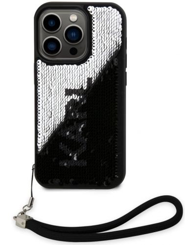Калъф Karl Lagerfeld - Sequins Reversible, iPhone 13 Pro, черен/сребрист - 1