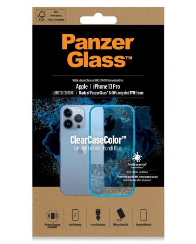 Калъф PanzerGlass - ClearCase, iPhone 13 Pro, прозрачен/син - 3