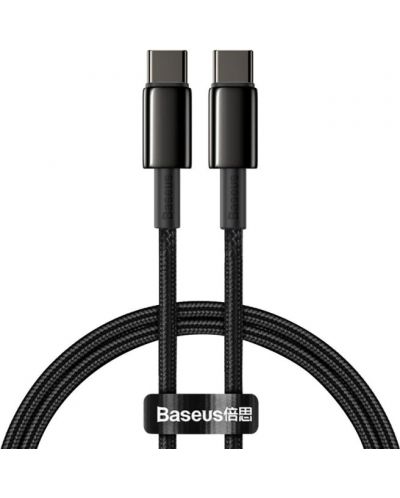 Кабел Baseus - Tungsten, USB-C/USB-C, 1 m, черен - 1