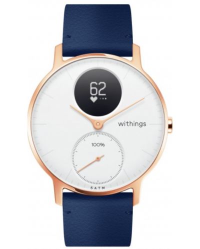 Каишка Withings - Leather, Rose Gold, 18mm, синя - 2