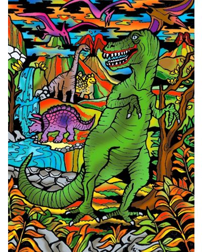 Картина за оцветяване ColorVelvet - Динозаври, 47 х 35 cm - 1