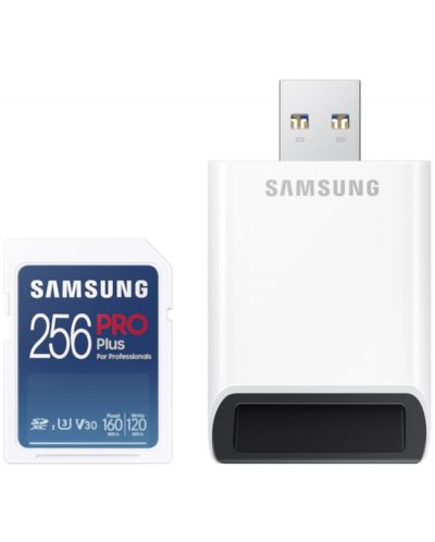 Карта памет Samsung - PRO Plus, 256GB, SDXC, Class10 + USB четец - 1