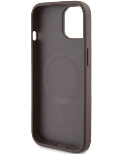 Калъф Guess - PU 4G Stripe, iPhone 15, MagSafe, кафяв - 6
